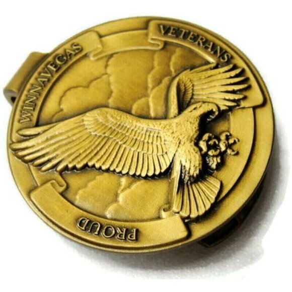 Winnavegas Veterans Money Clip Gold Tone Credit Card Cash - Picture 2 of 9
